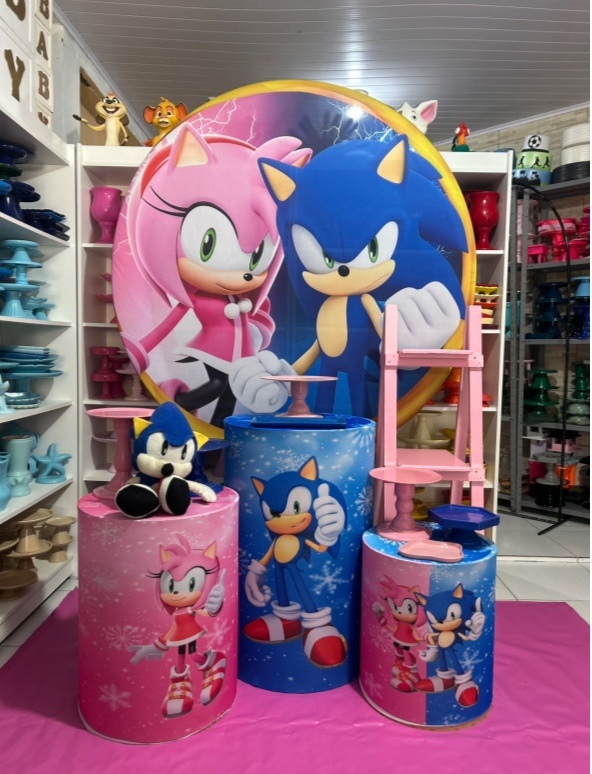 Sonic Rosa Kit 2 - Pegue e monte da Fada Madrinha decorações 