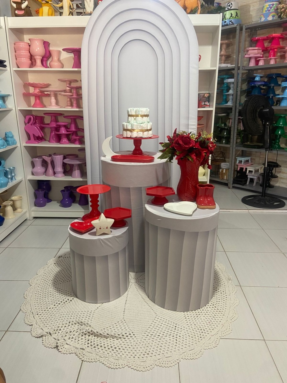 Chá de Bebê  Branco Vermelho  - Pegue e monte da Fada Madrinha decorações 