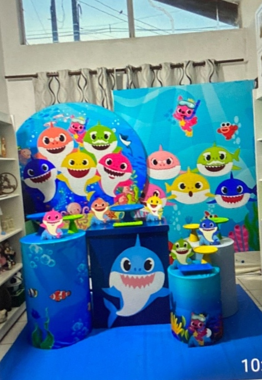 Kit Baby Shark Personalizado  - Pegue e monte da Fada Madrinha decorações 
