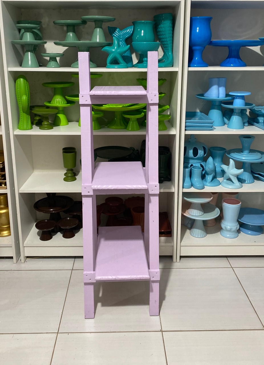 Escadinha de Madeira Lilas - Pegue e monte da Fada Madrinha decorações 