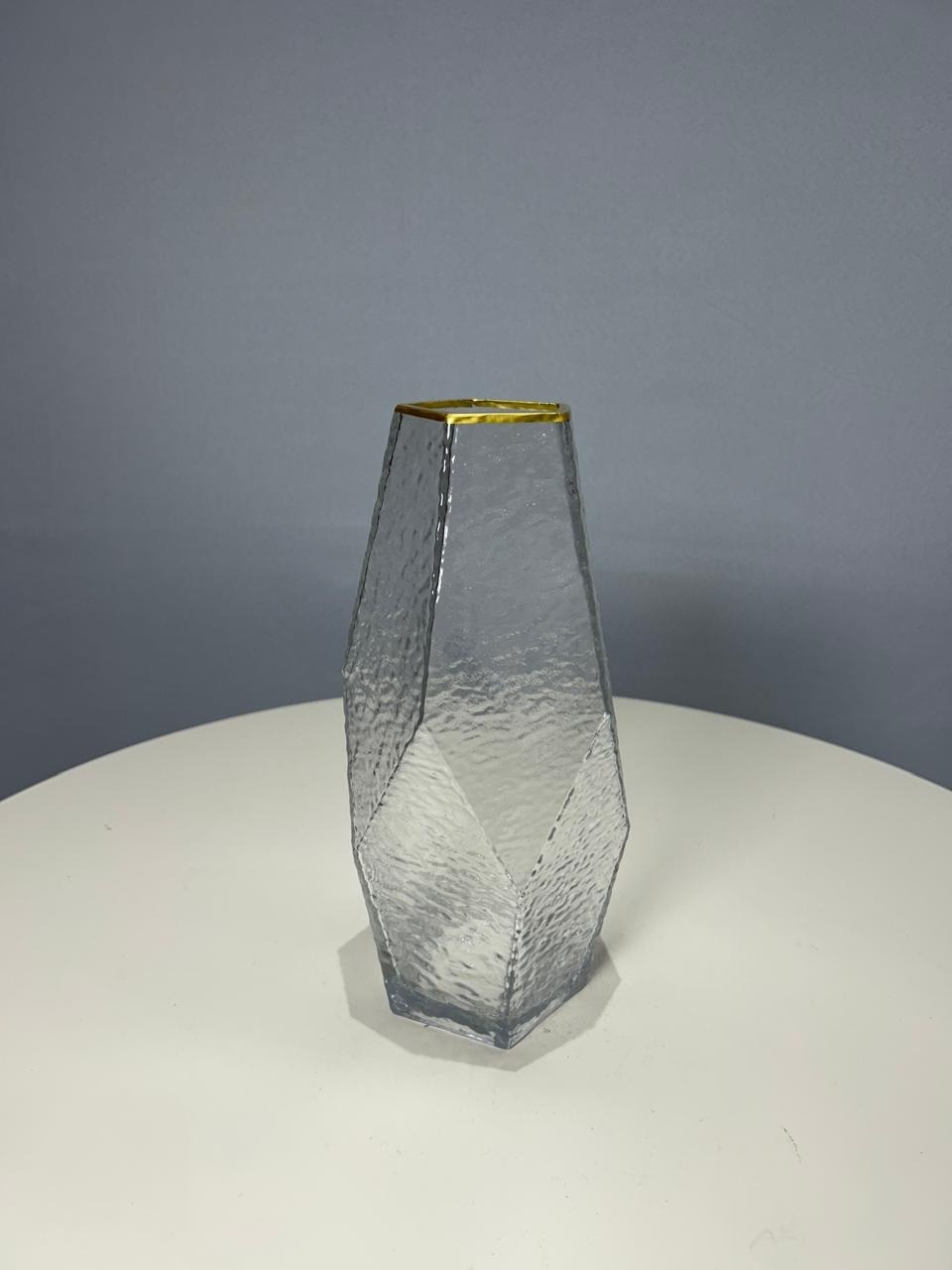Vaso de Vidro C/ Borda Dourada Taj - MAMÃE DECORA KIT PEGUE E MONTE 