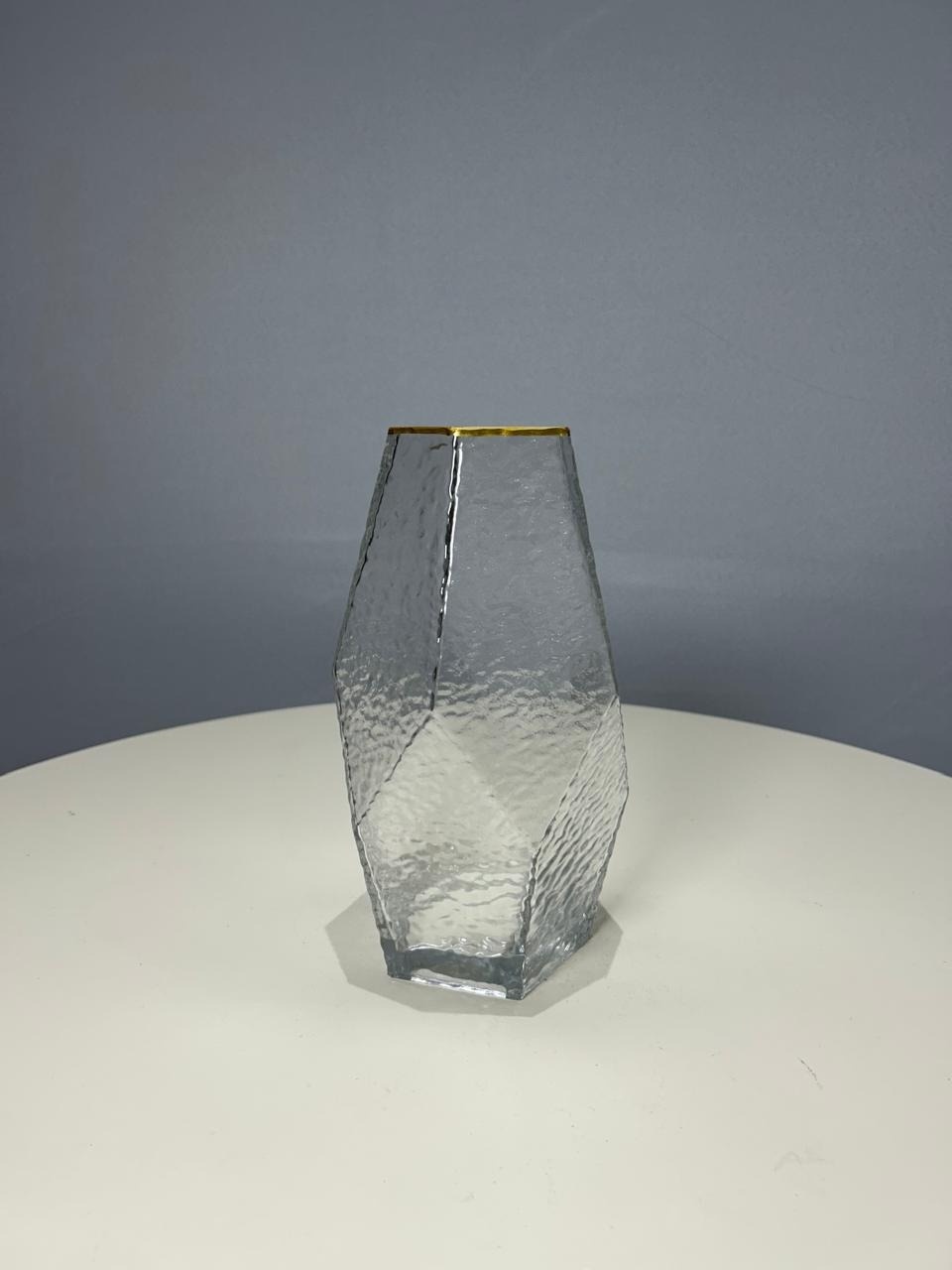 Vaso de Vidro C/ Borda Dourada Taj - MAMÃE DECORA KIT PEGUE E MONTE 