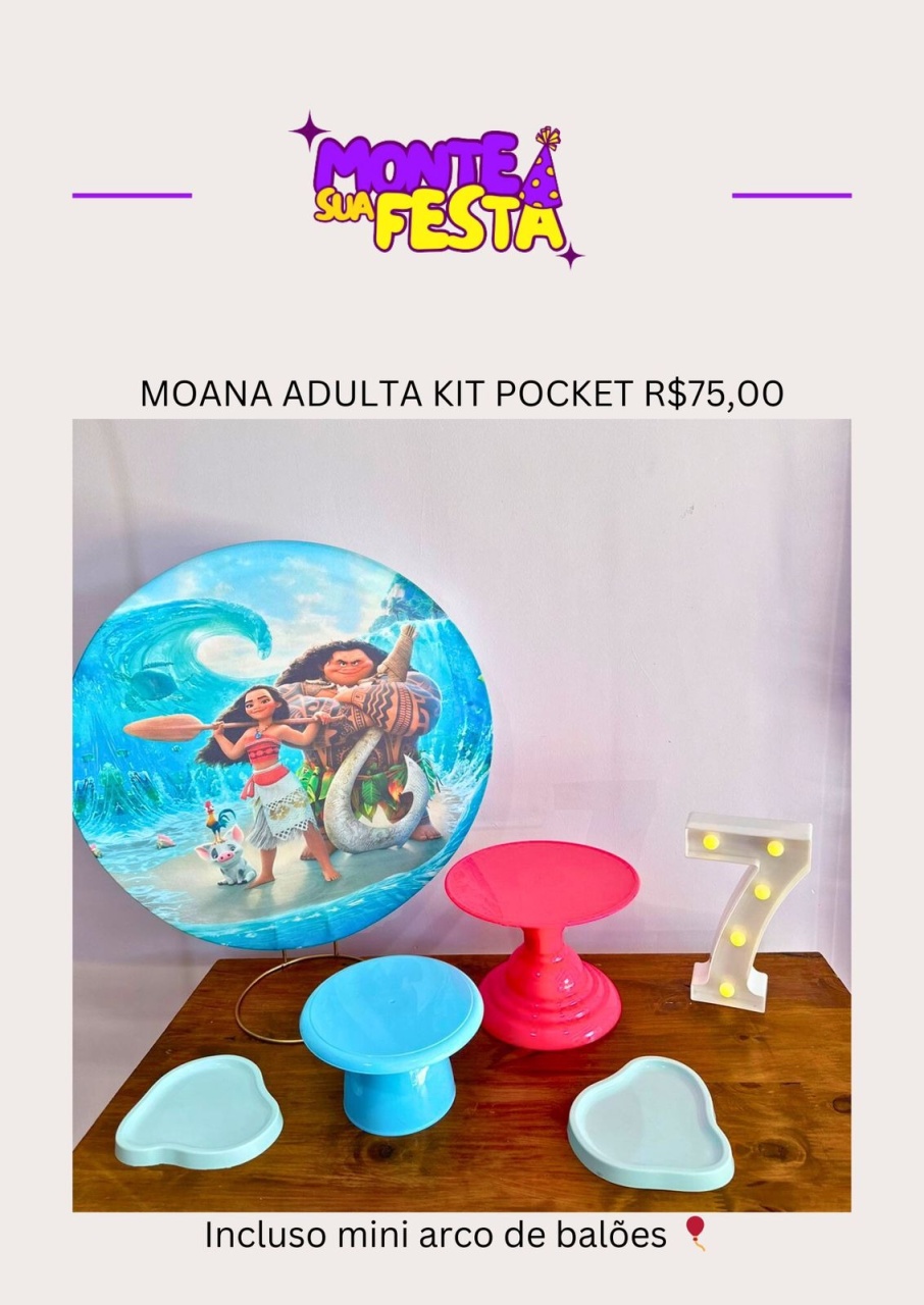 Moana Adulta - Kit Pocket  - Monte sua festa 
