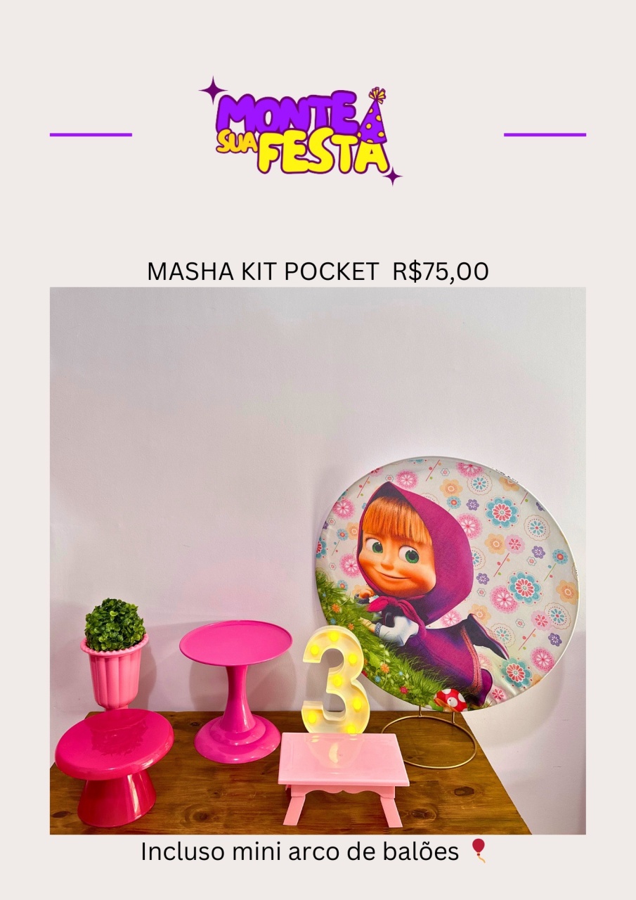 Masha E O Urso - Kit Pocket  - Monte sua festa 