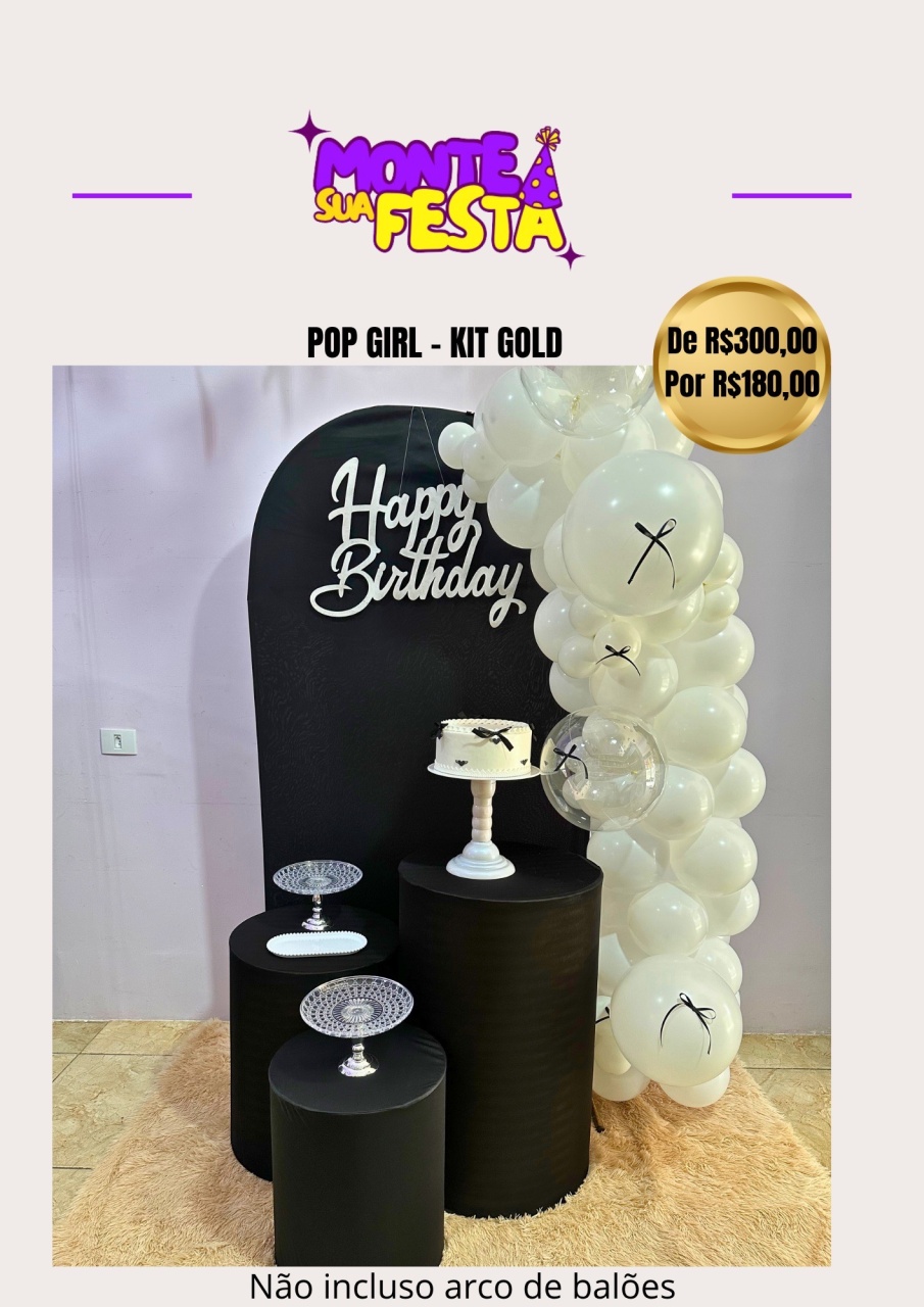 Decoração Adulta Pop Girl - Kit Gold  - Monte sua festa 