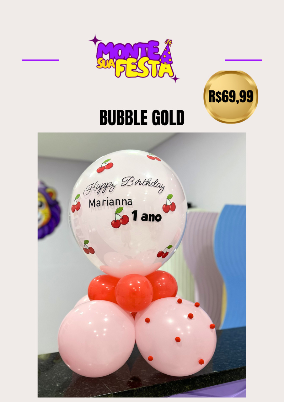 Bubble Cerejinha - Gold  - Monte sua festa 