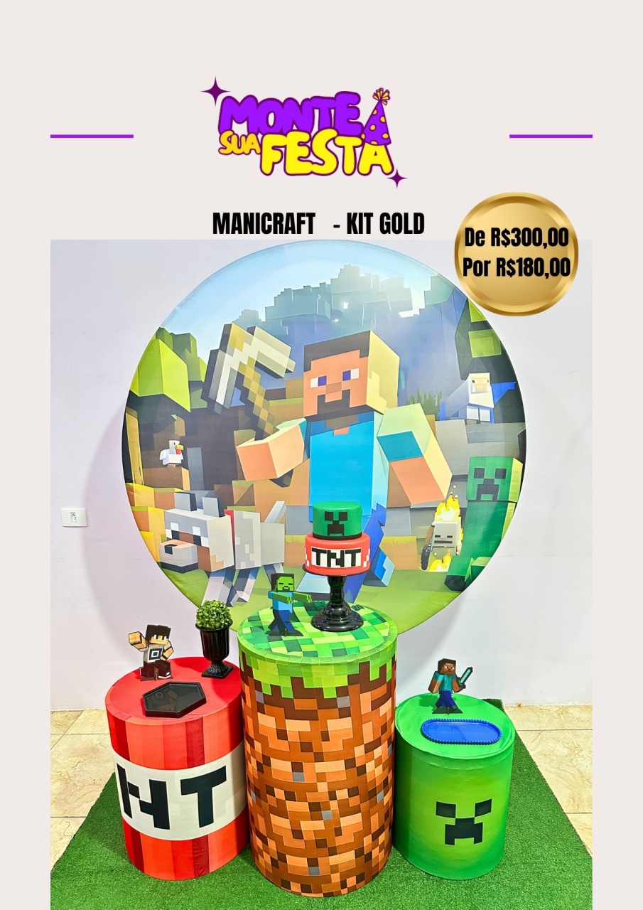 Minecraft  - Kit Gold - Monte sua festa 