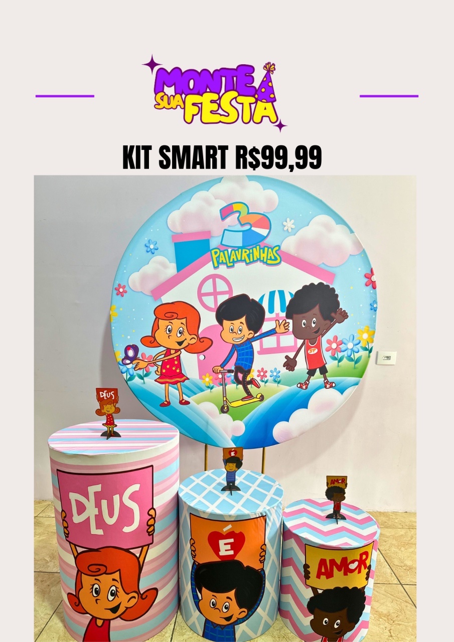 3 Palavrinhas Menina - Kit Smart  - Monte sua festa 