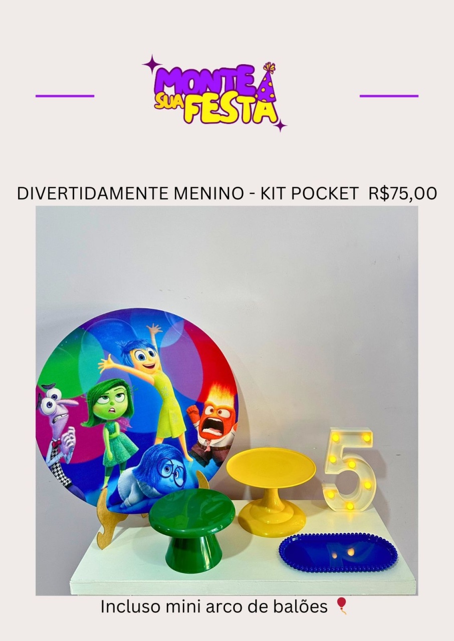 Divertidamente Menino - Kit Pocket - Monte sua festa 