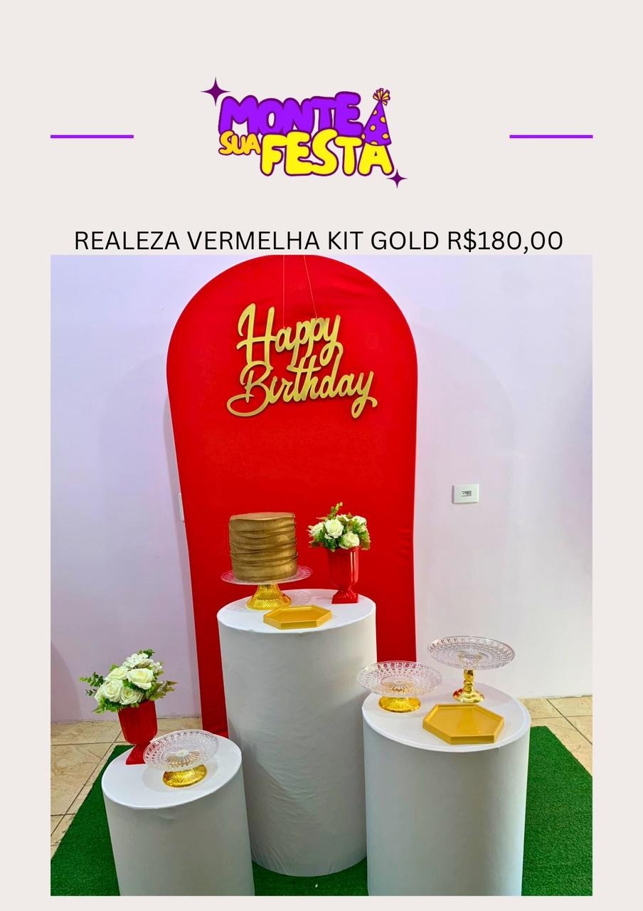 Realeza Vermelha Adulta - Kit Gold - Monte sua festa 