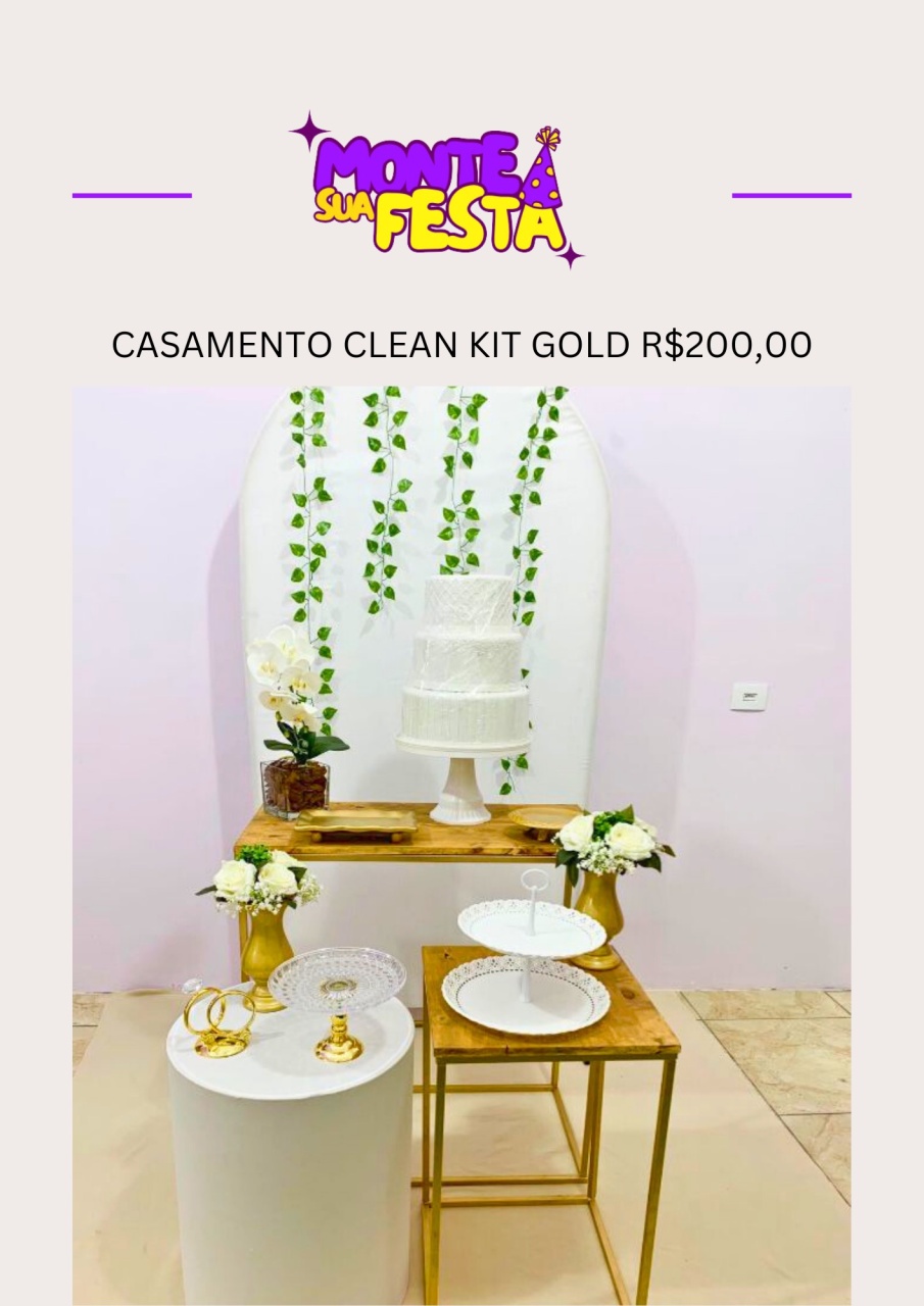 Casamento Clean -5  Kit Gold - Monte sua festa 