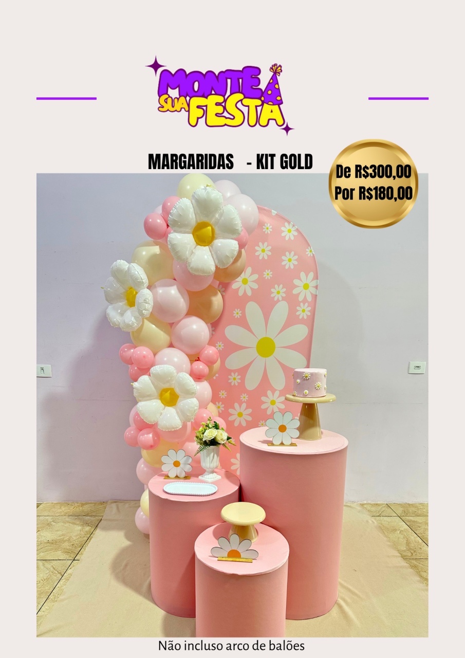 Margaridas Rosa - Kit Gold - Monte sua festa 