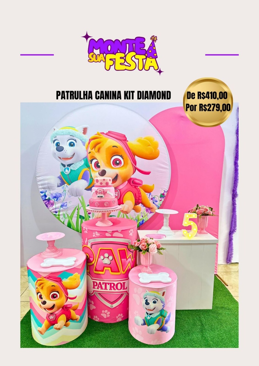 Patrulha Canina Menina - Kit Diamond  - Monte sua festa 