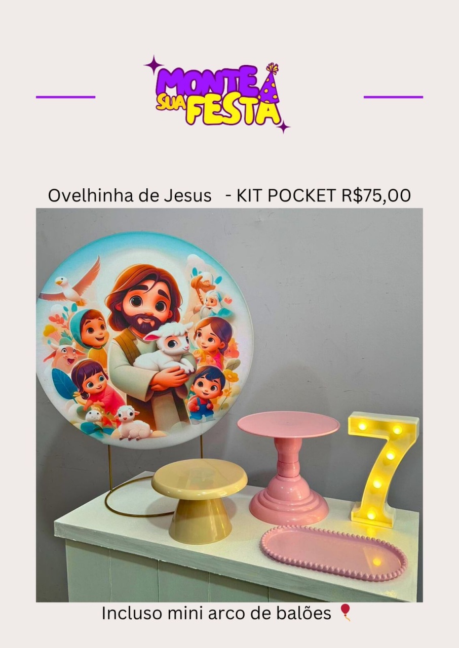 Ovelhinha de Jesus - Pocket Menina - Monte sua festa 