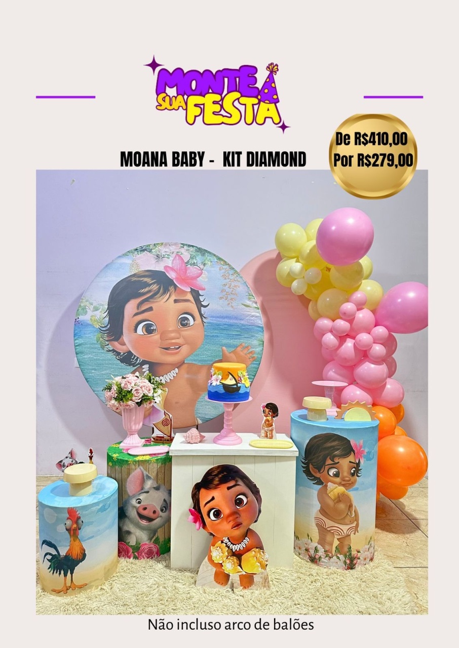 Moana Baby - Kit Diamond 2.0 - Monte sua festa 