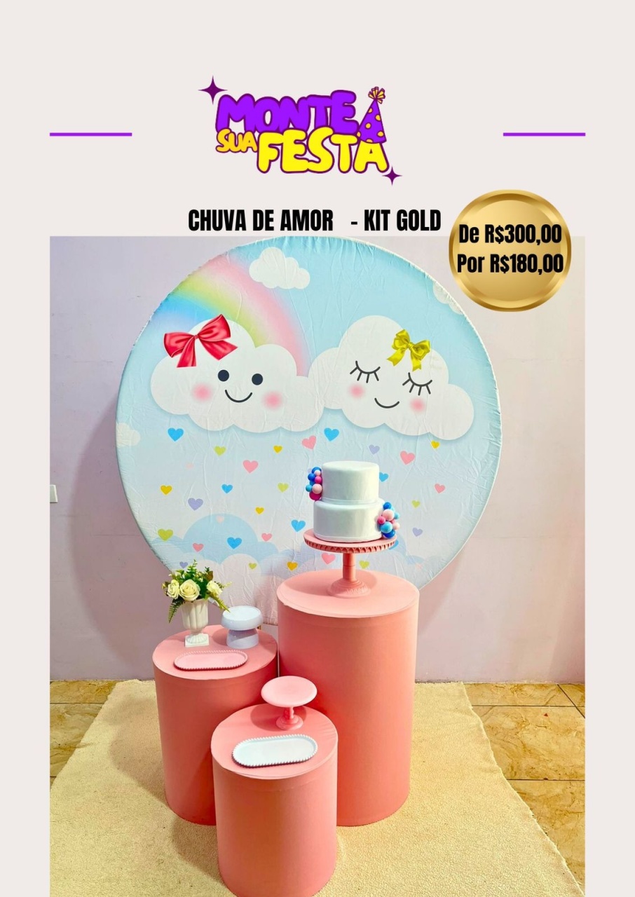 Chuva de Amor - Kit Gold  - Monte sua festa 