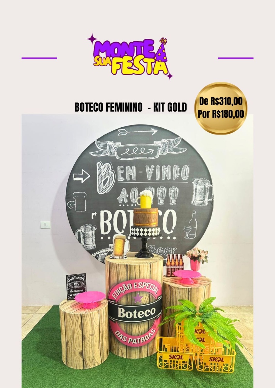 Boteco Feminino - Kit Gold  - Monte sua festa 
