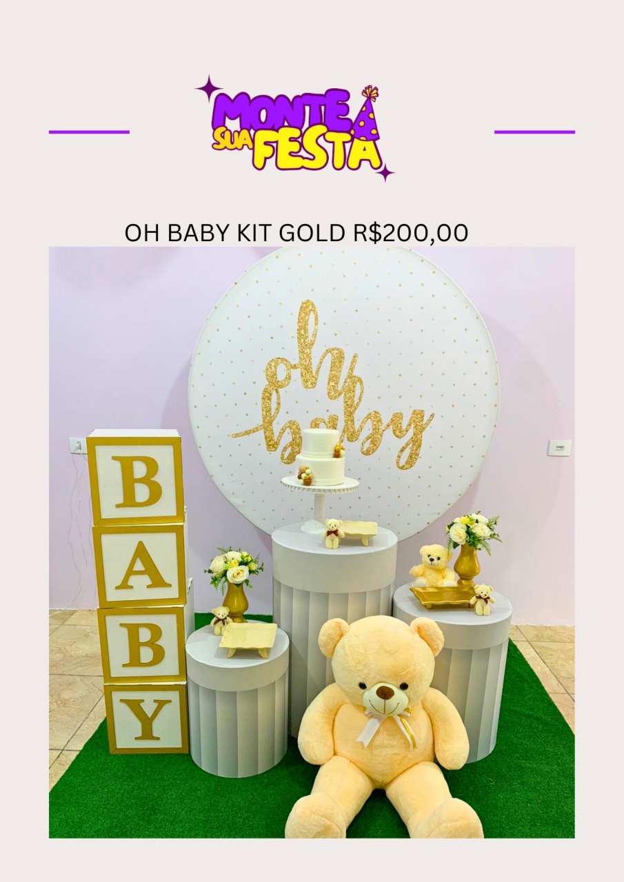 Chá de Bebê Oh Baby- Kit Gold - Monte sua festa 