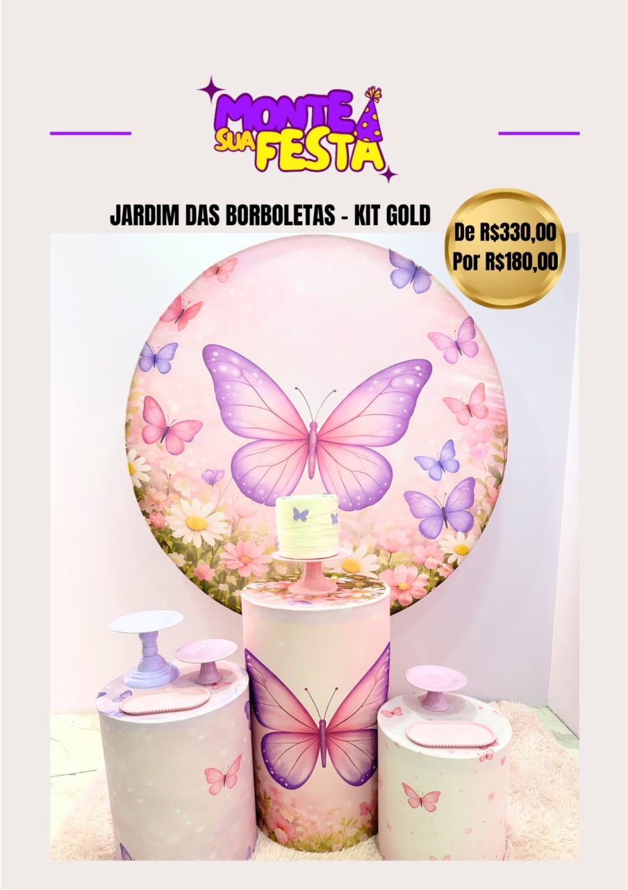Jardim das Borboletas - Kit Gold - Monte sua festa 