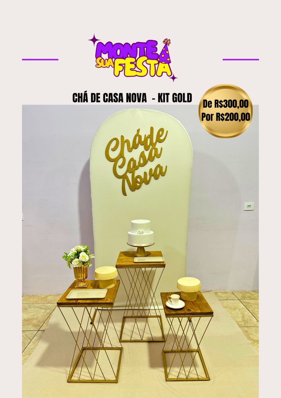  Chá de Casa Nova 2.0 -  Kit Gold - Monte sua festa 