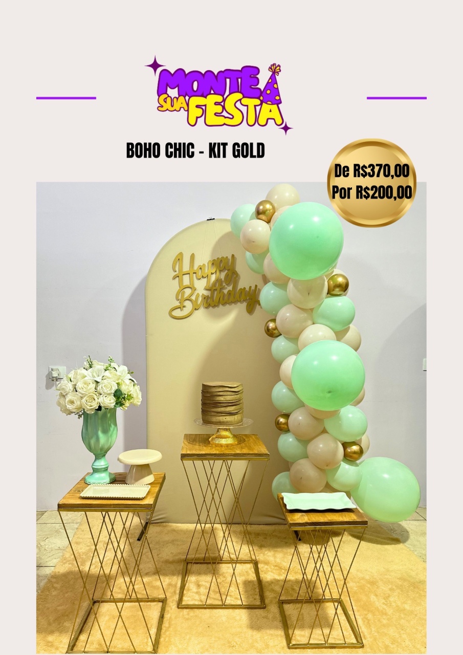 Boho Chic Adulta - Kit Gold  - Monte sua festa 
