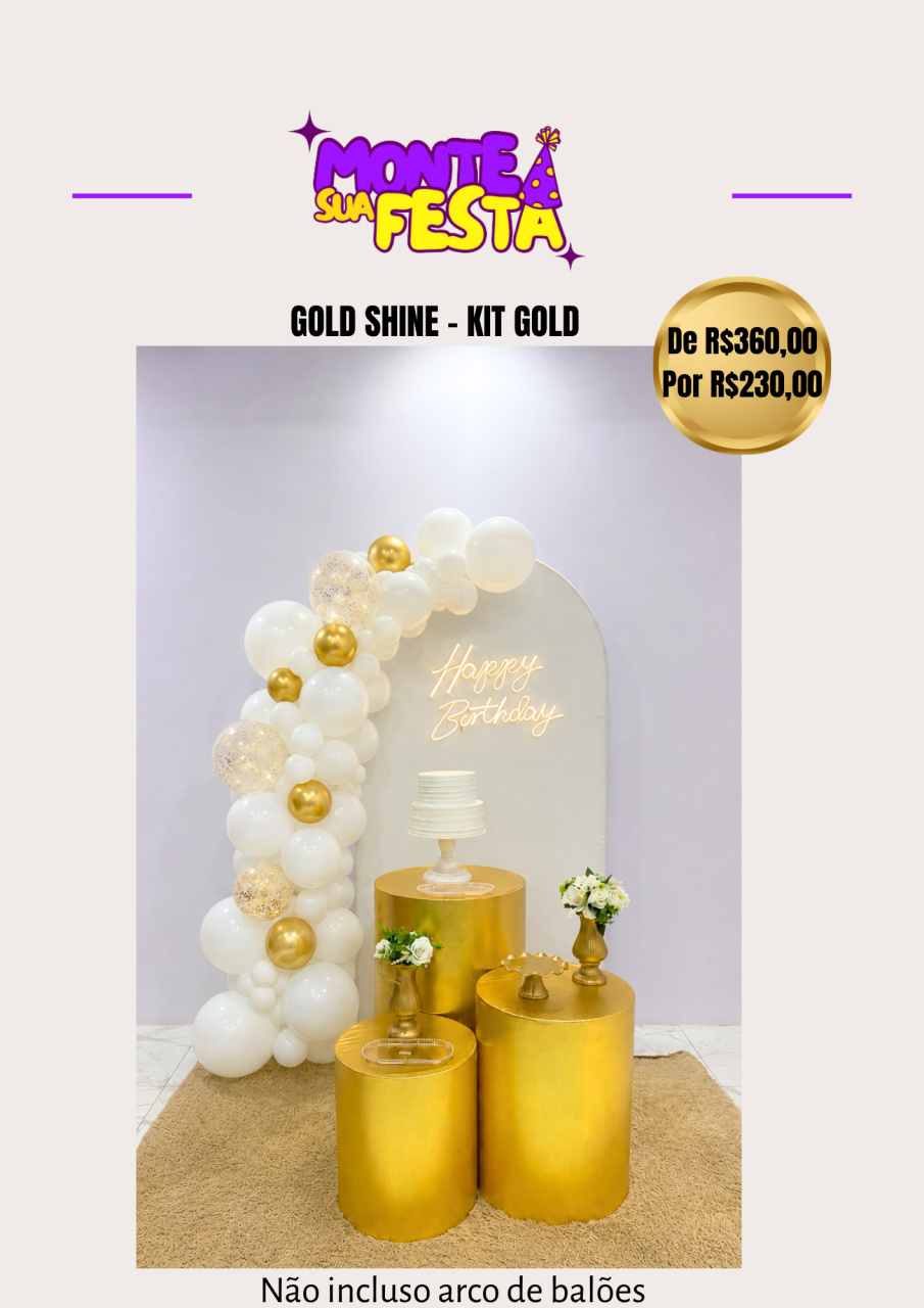 Gold Shine Adulta - Kit Gold - Monte sua festa 