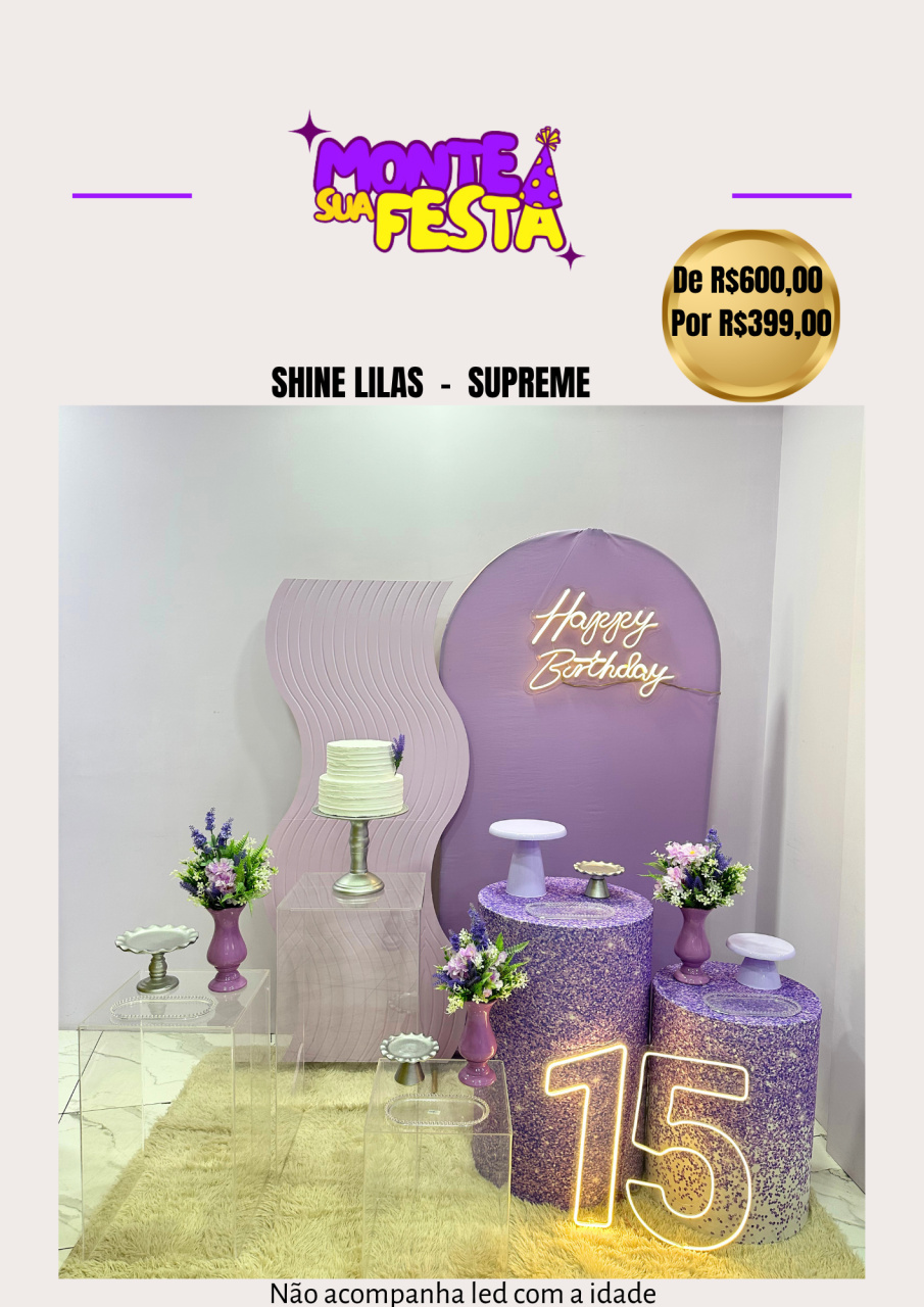 Shine Lilás - Decoração Adulta 15 Anos - Monte sua festa 