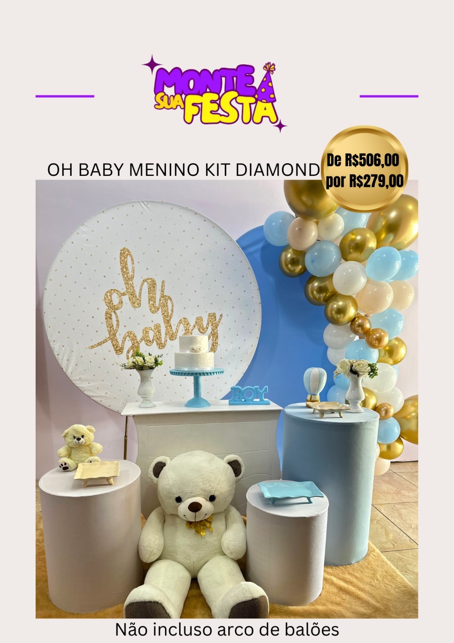 Chá de Bebê Menino - Kit Diamond  - Monte sua festa 