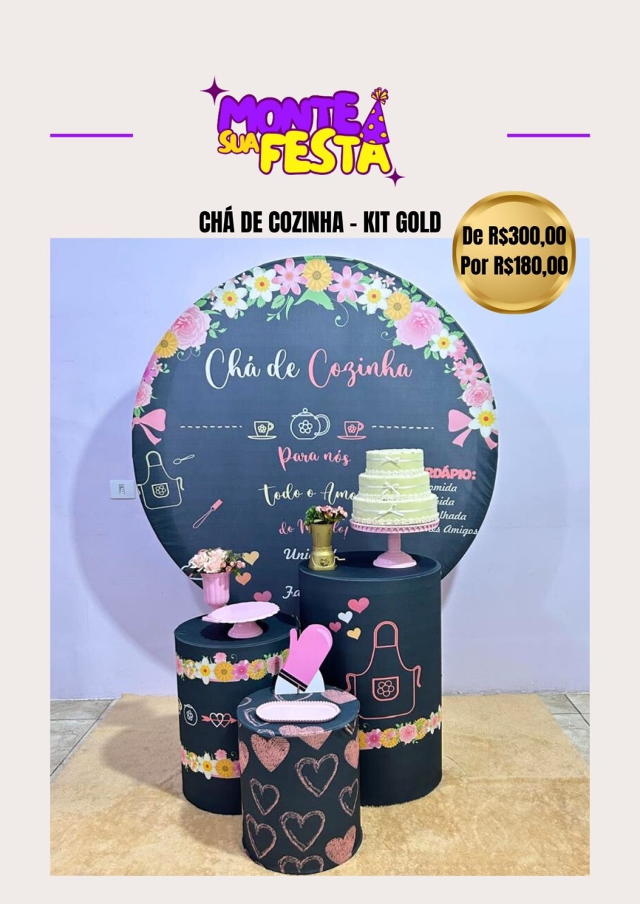 Chá de Cozinha Casa Nova 3.0 - Kit Gold - Monte sua festa 