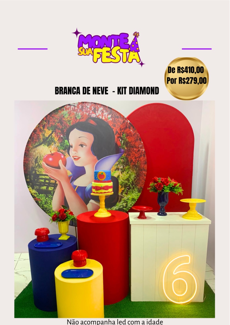 Branca de Neve Adulta - Kit Diamond - Monte sua festa 