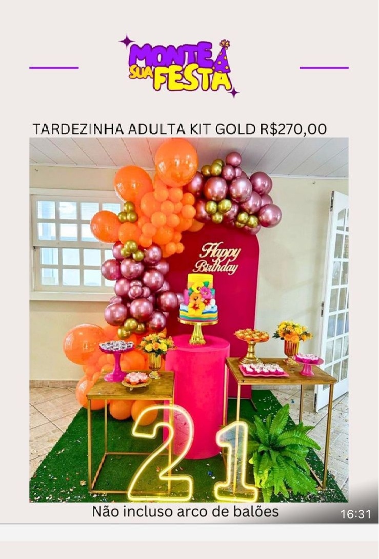Tardezinha Adulta 1.0 - Kit Gold - Monte sua festa 
