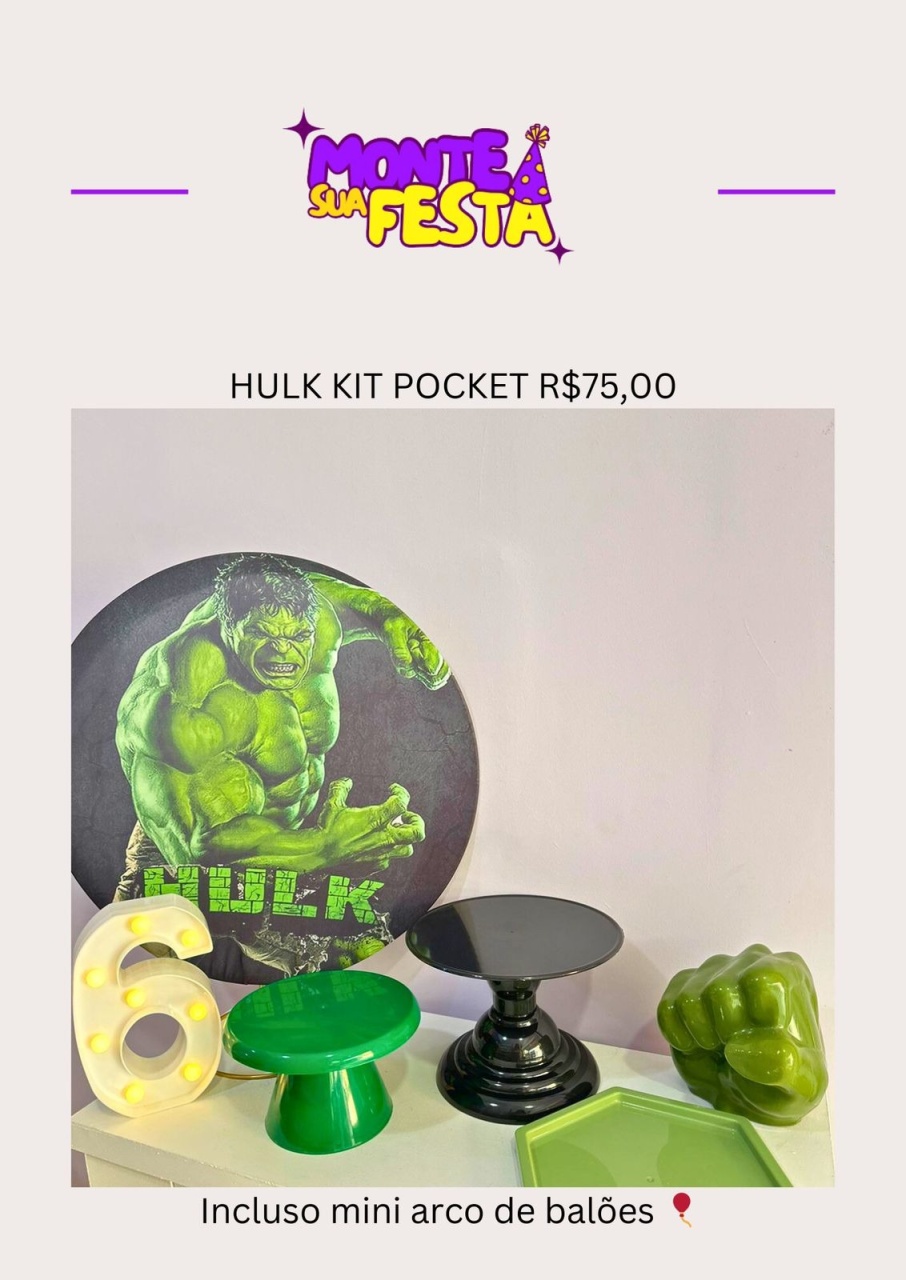 Hulk - Kit Pocket - Monte sua festa 