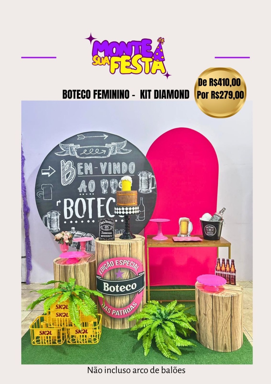 Boteco Feminino - Kit Diamond - Monte sua festa 
