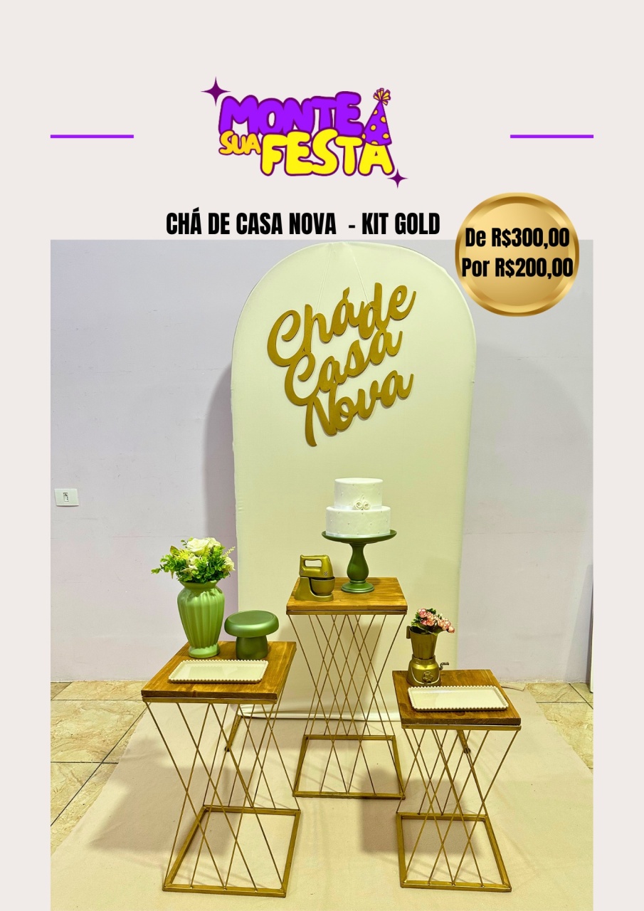 Chá de Casa Nova 1.0 Verde - Kit Gold  - Monte sua festa 