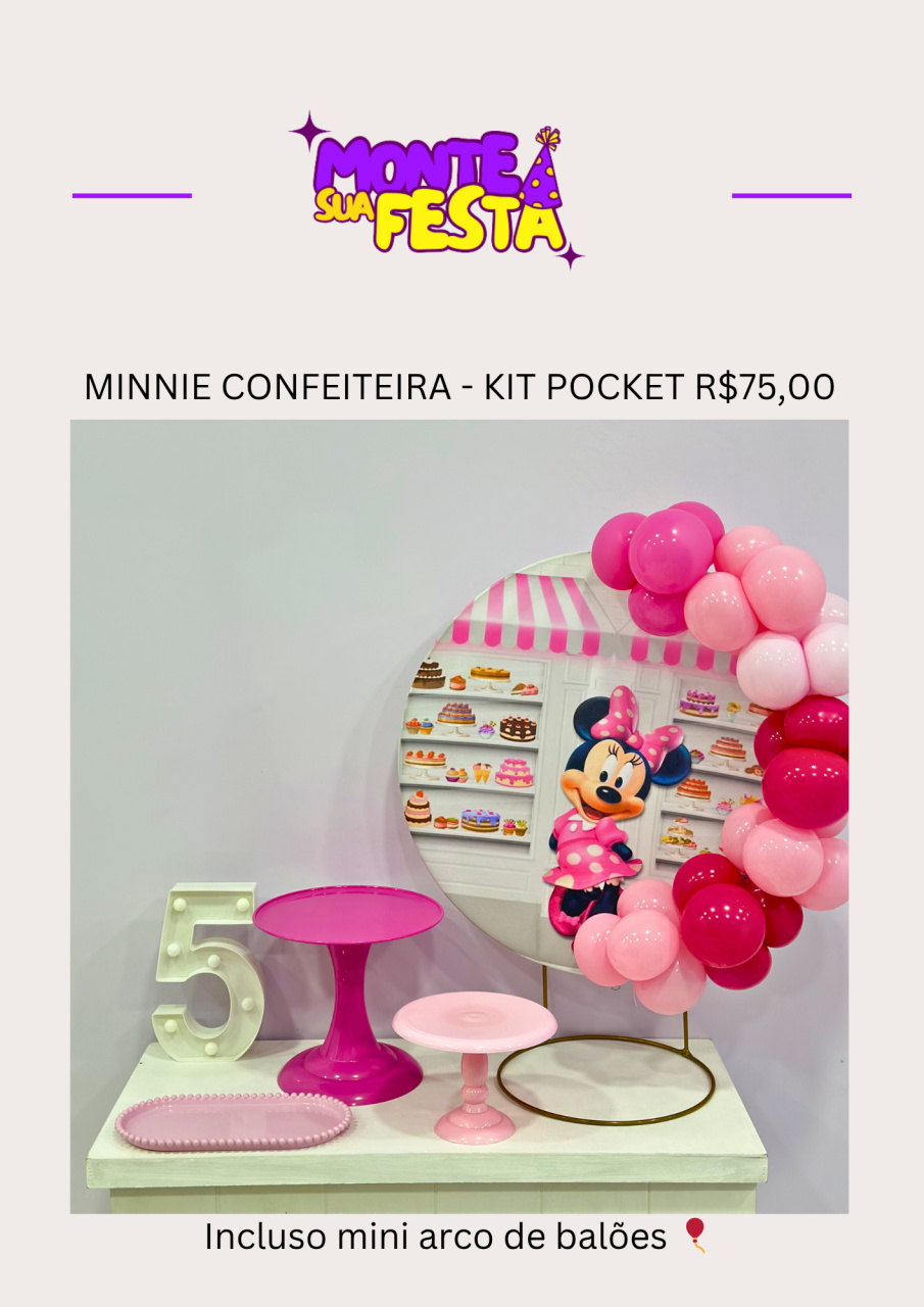 Minnie Confeiteira - Kit Pocket  - Monte sua festa 