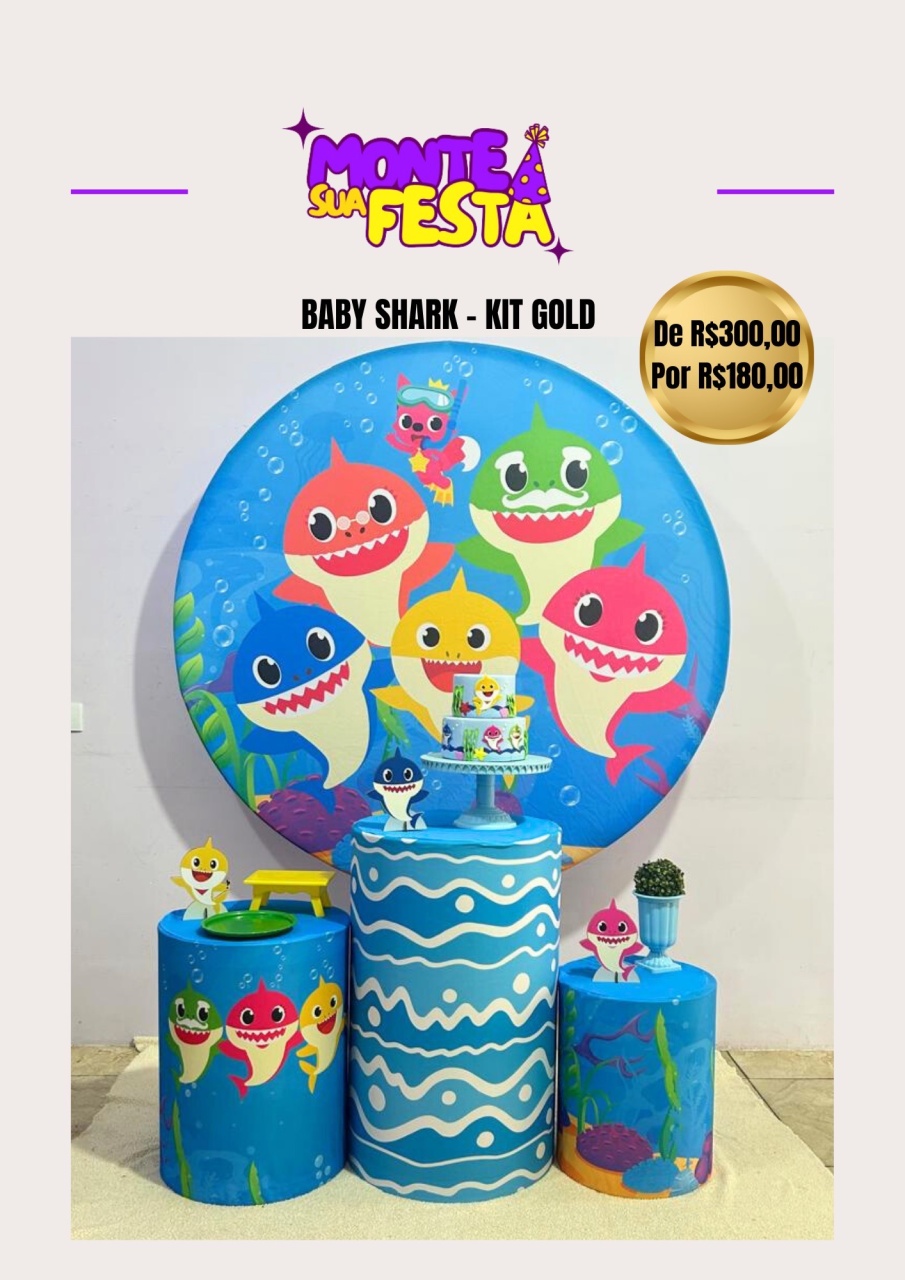 Baby Shark - Kit Gold - Monte sua festa 