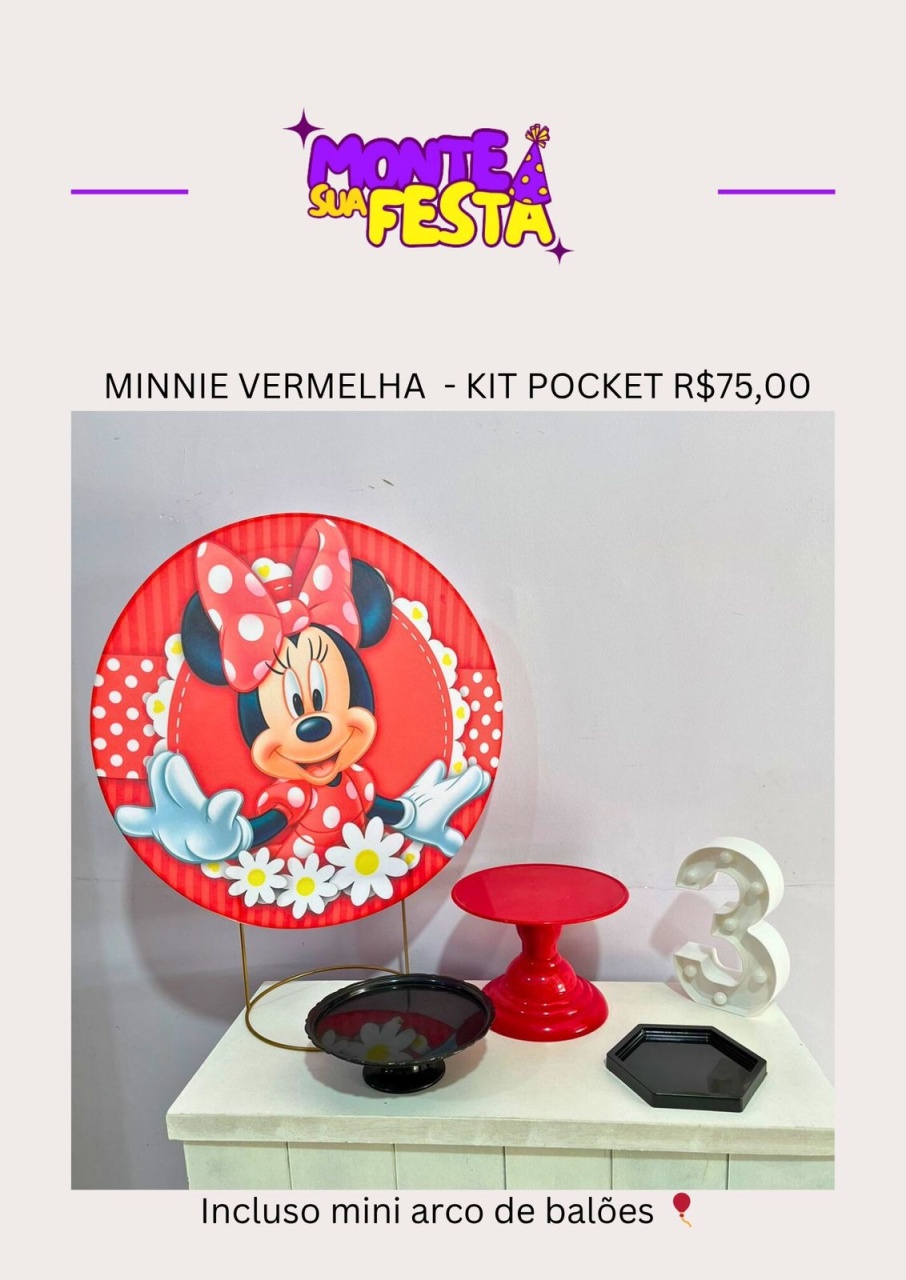 Minnie Vermelha - Pocket  - Monte sua festa 