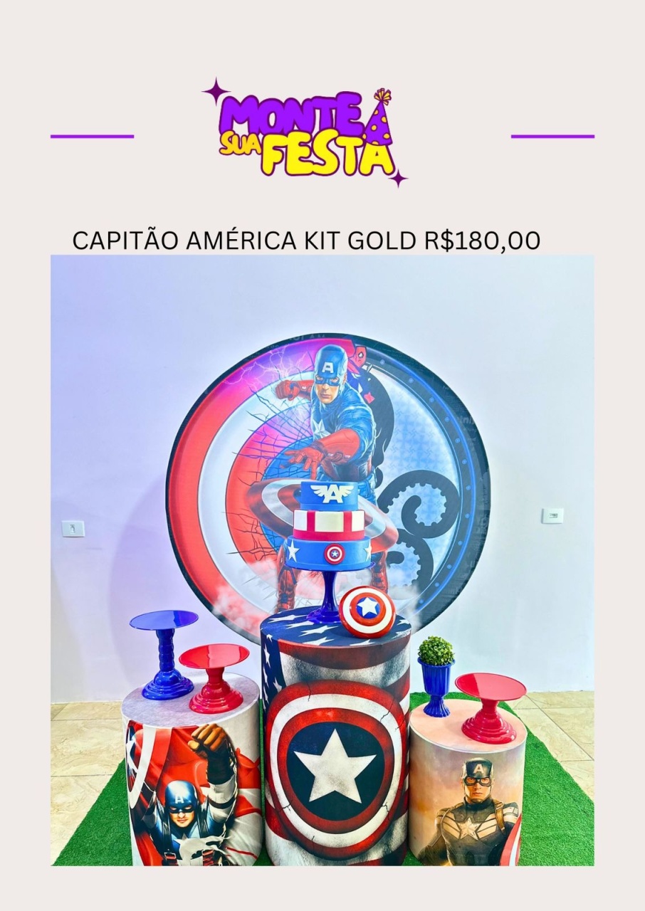Capitão América - Kit Gold  - Monte sua festa 