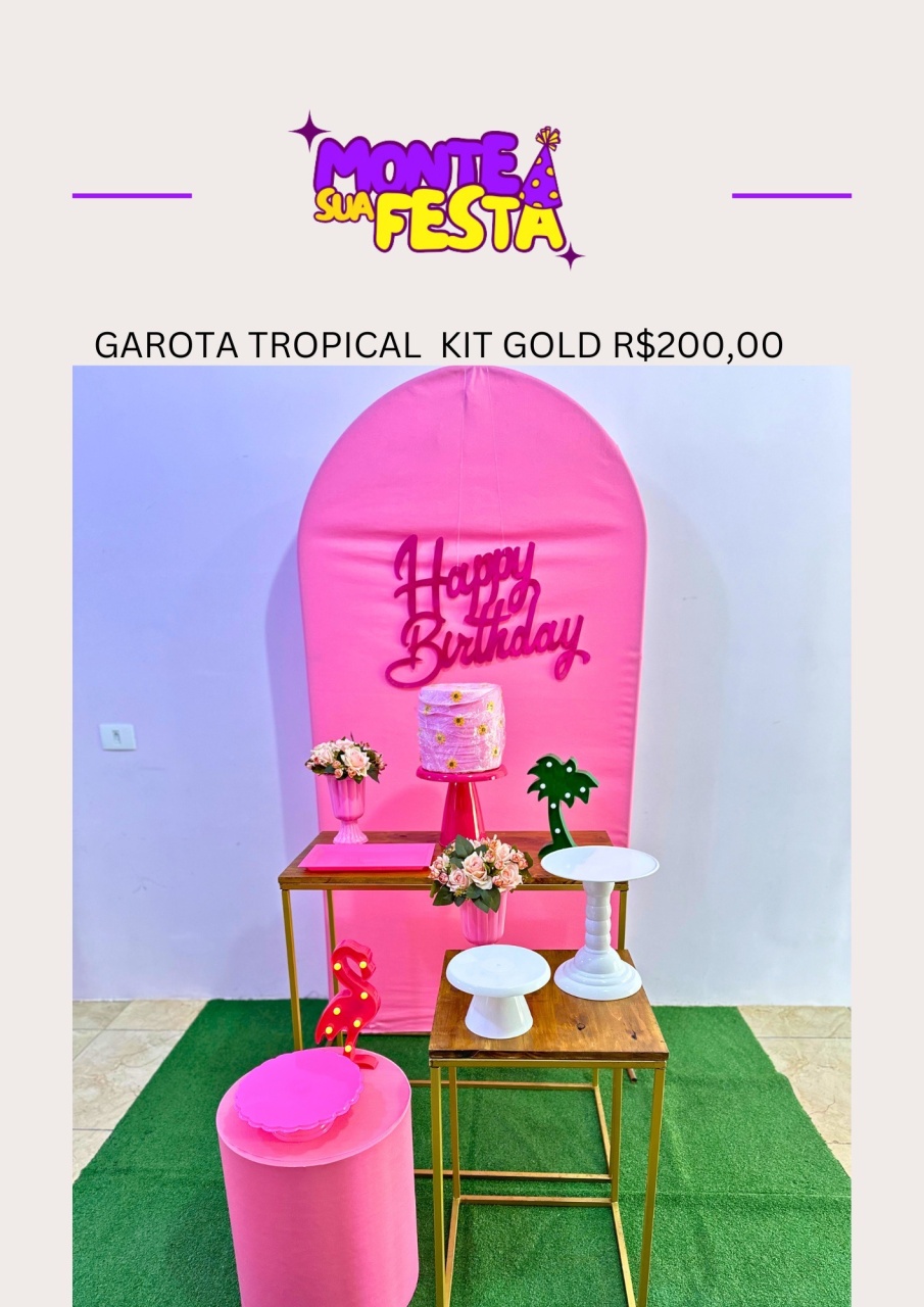 Garota Tropical Adulta - Kit Gold - Monte sua festa 