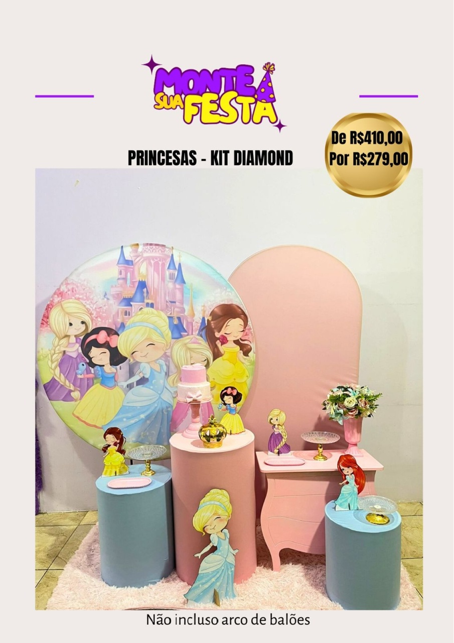 Princesas Baby - Kit Diamond - Monte sua festa 