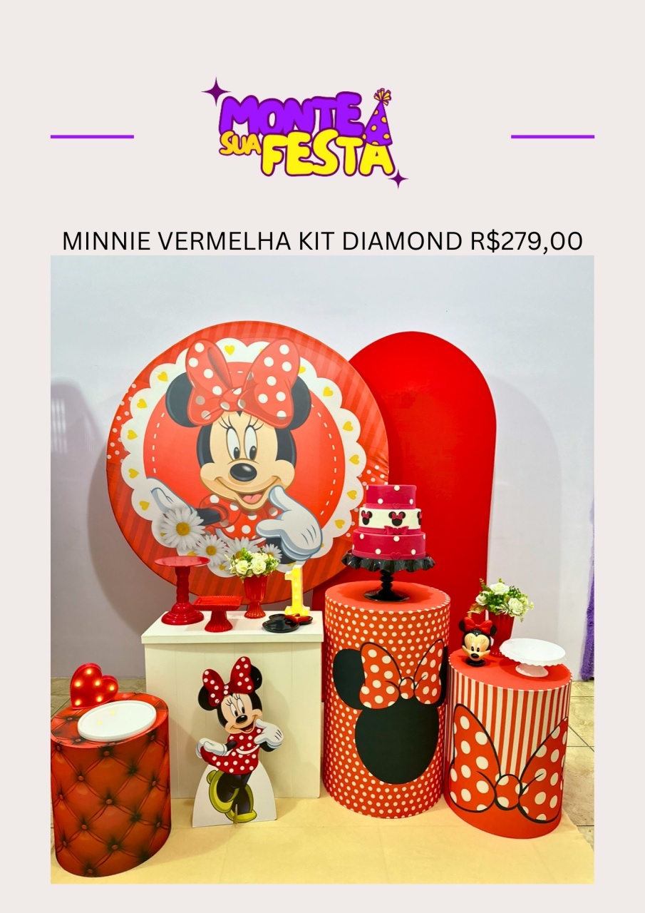 Minnie Vermelha - Kit Diamond  - Monte sua festa 