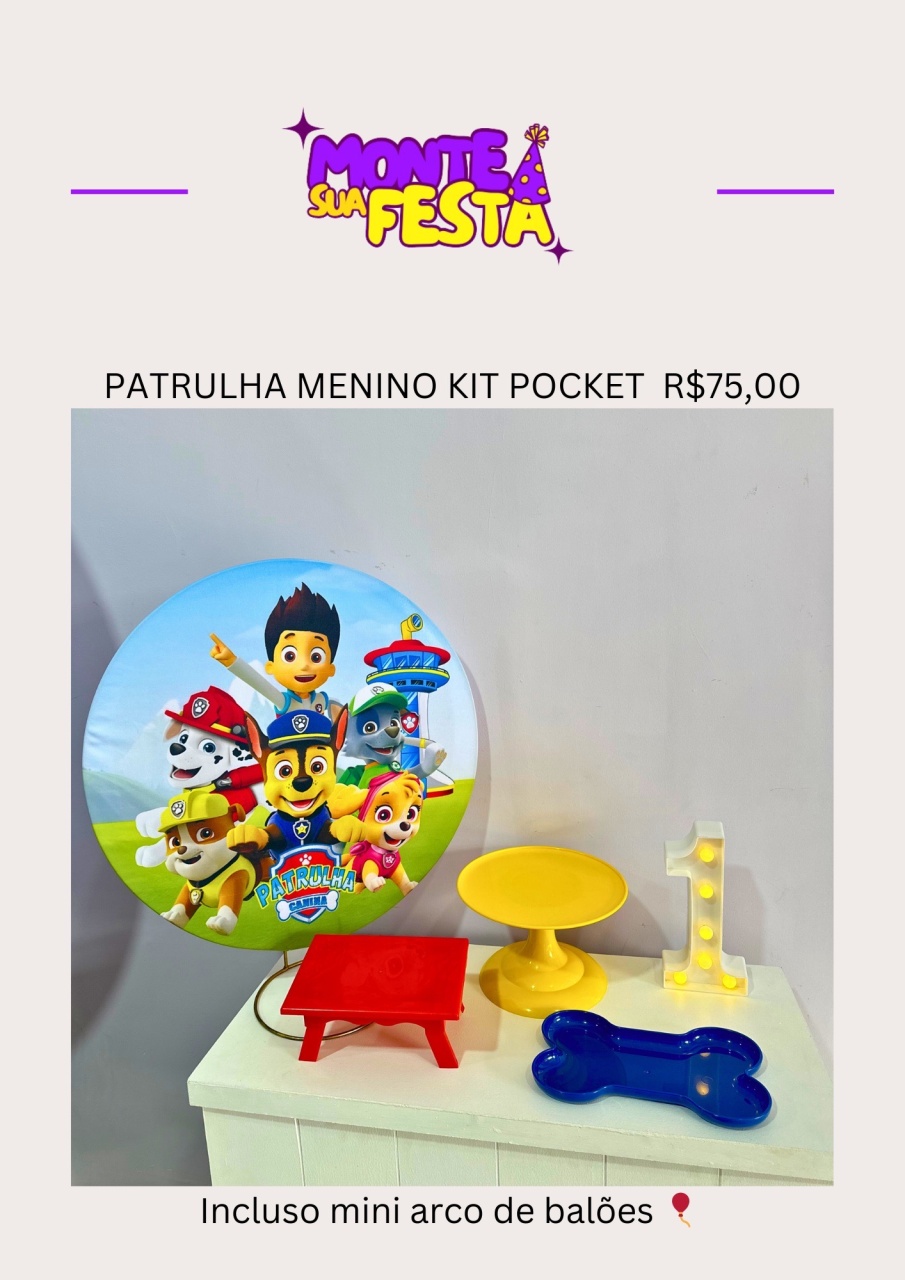Patrulha Canina Menino - Kit Pocket - Monte sua festa 