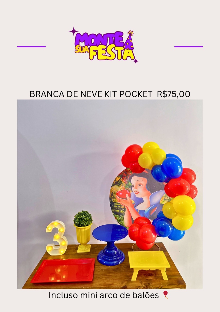 Branca de Neve - Kit Pocket - Monte sua festa 