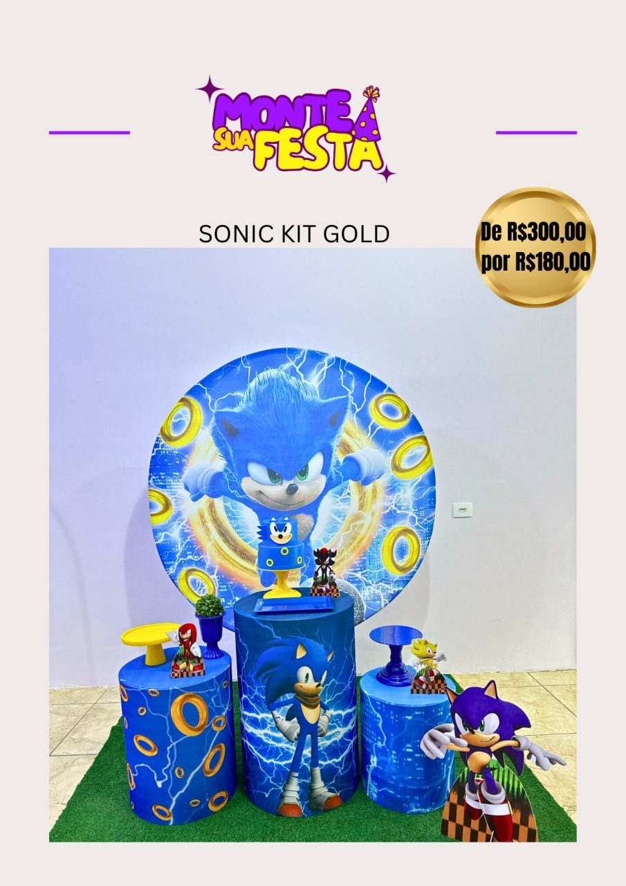 Sonic - Kit Gold  - Monte sua festa 