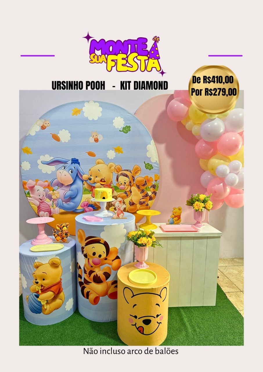 Ursinho Pooh Menina - Kit Diamond  - Monte sua festa 