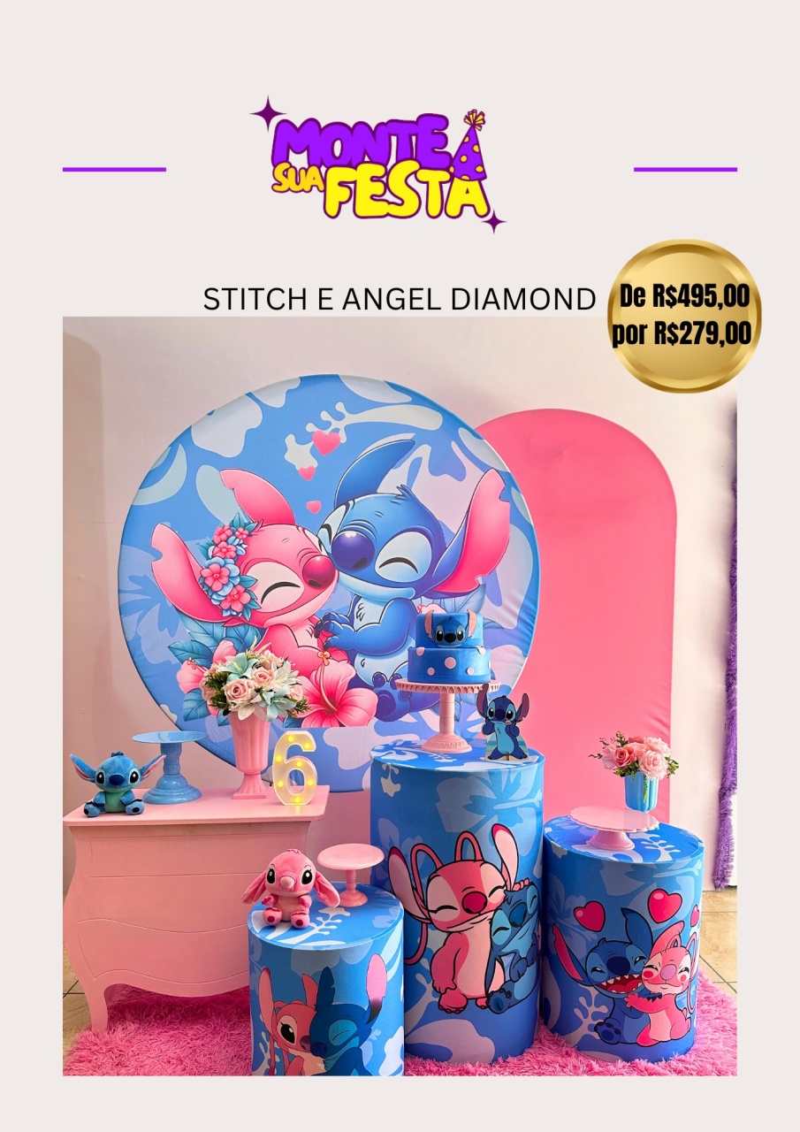Stitch E Angel - Kit Diamond  - Monte sua festa 