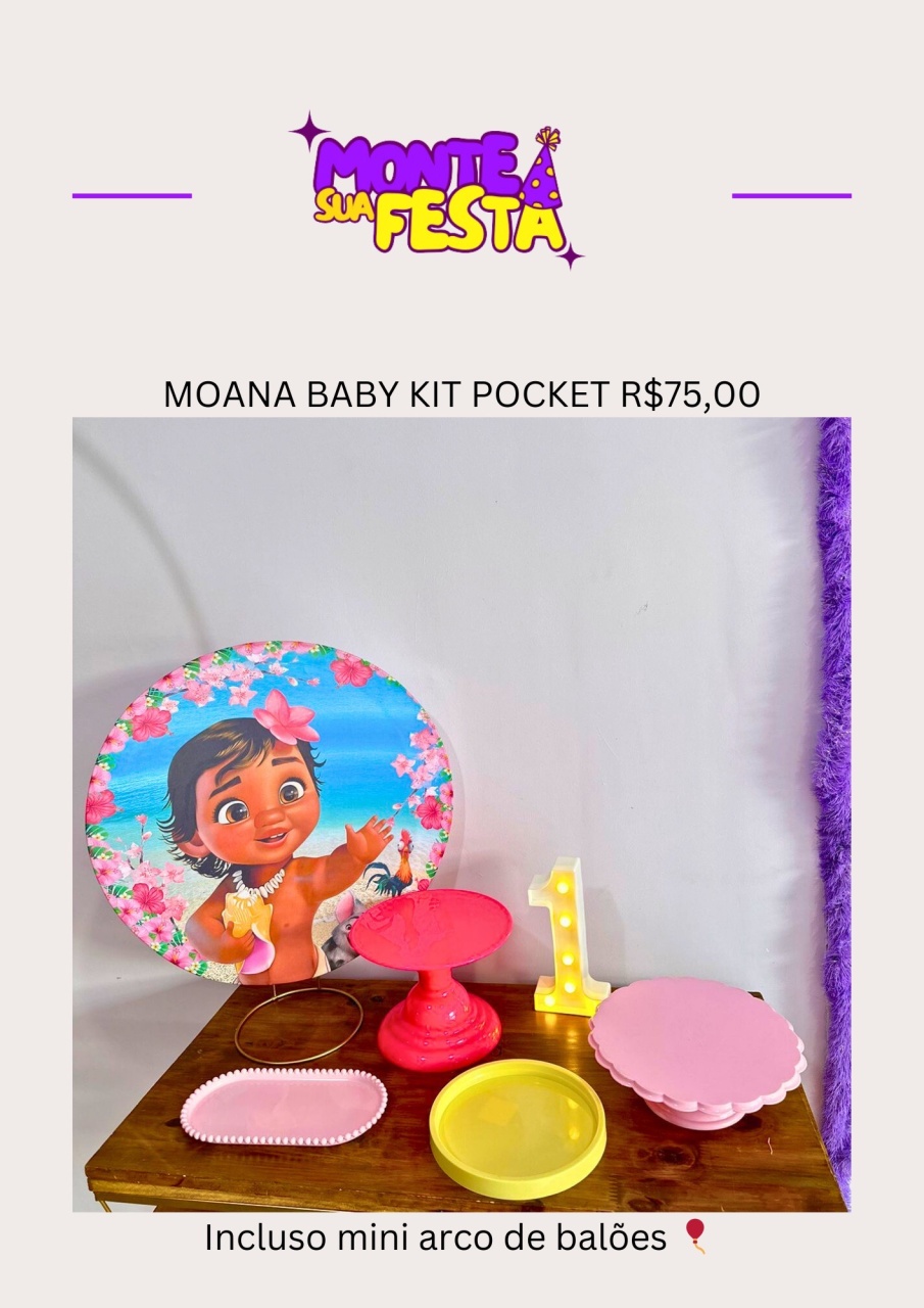 Moana Baby - Kit Pocket - Monte sua festa 