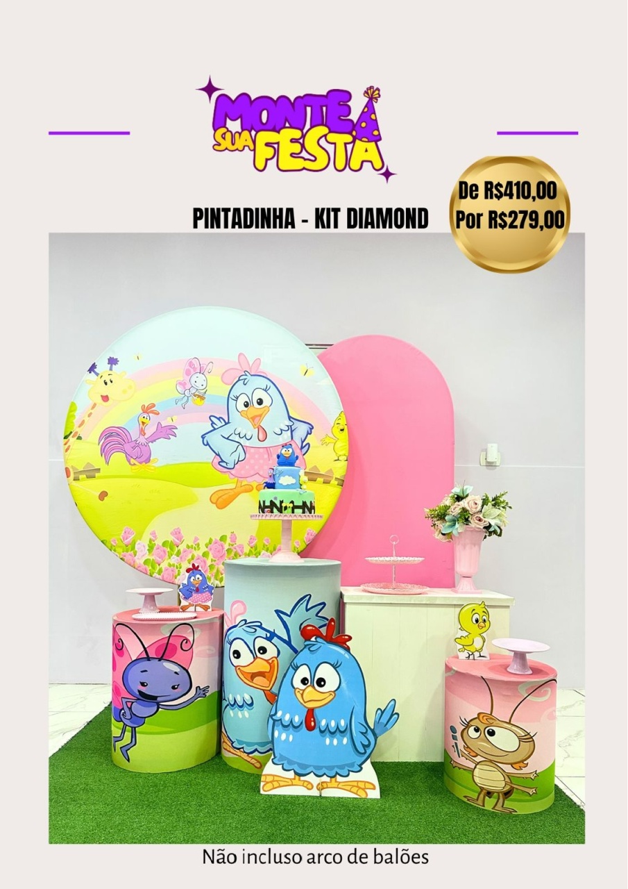 Galinha Pintadinha Menina - Kit Diamond - Monte sua festa 
