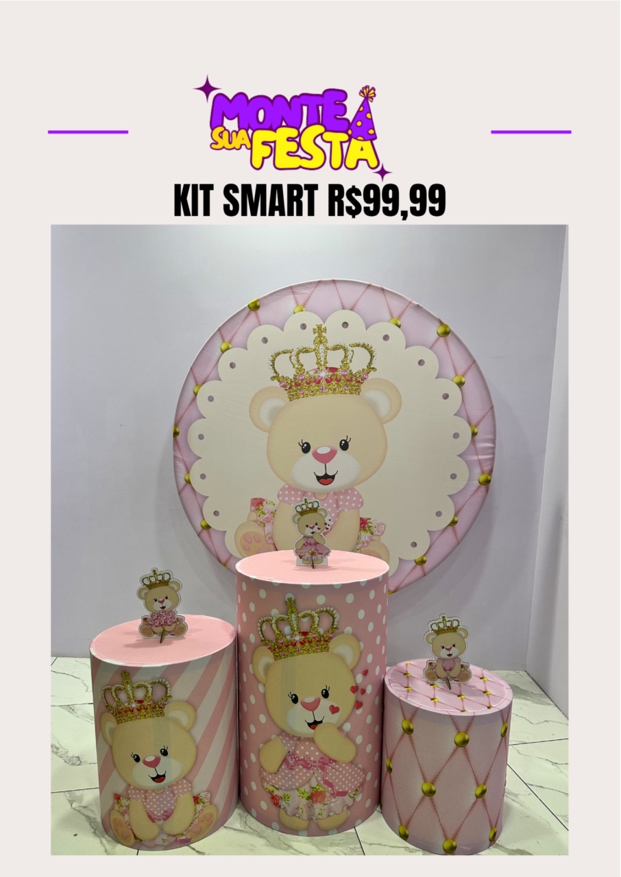 Cha de Bebe - Ursinha Realeza - Kit Smart - Monte sua festa 