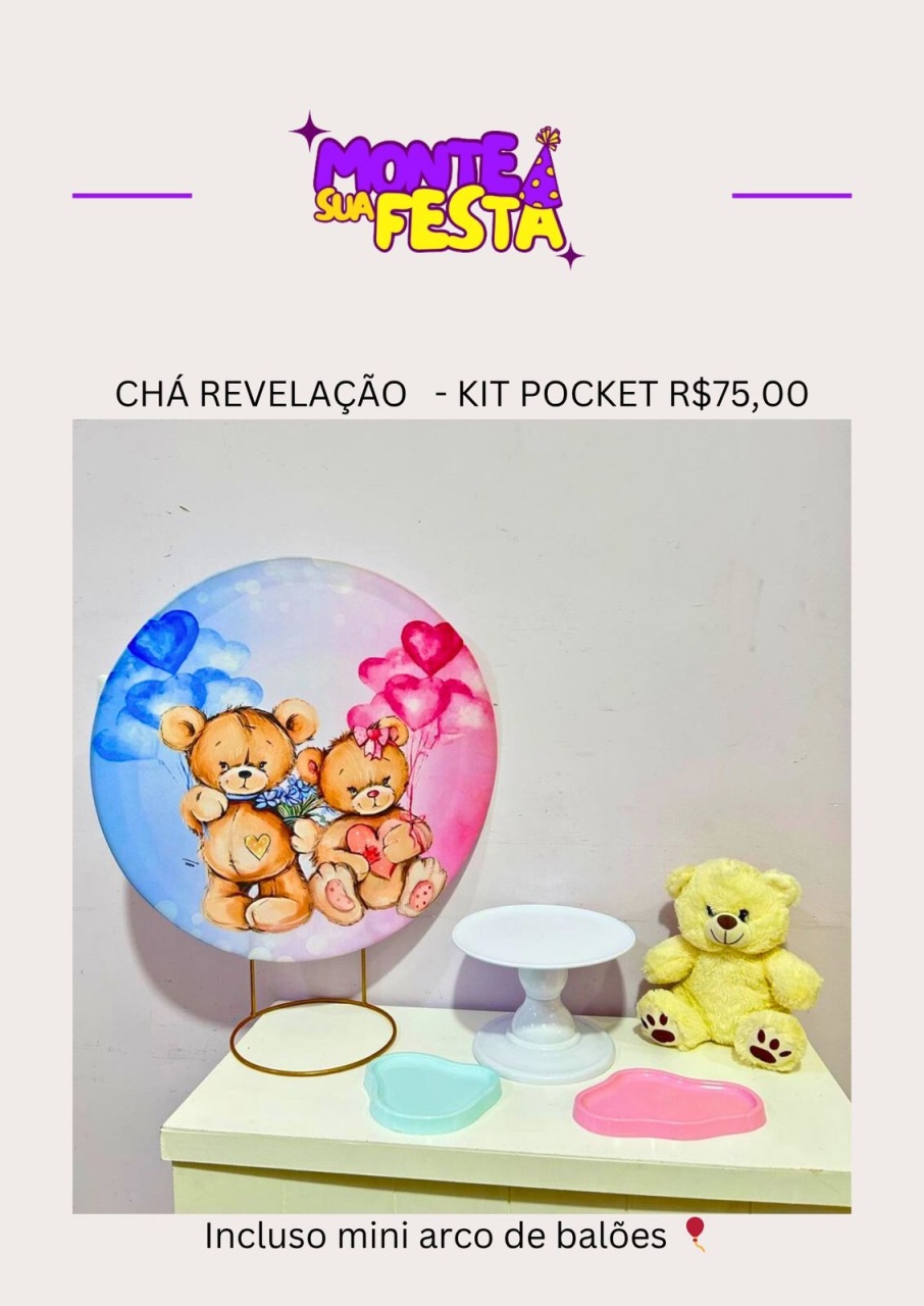Chá de Bebe Revelação - Kit Pocket - Monte sua festa 